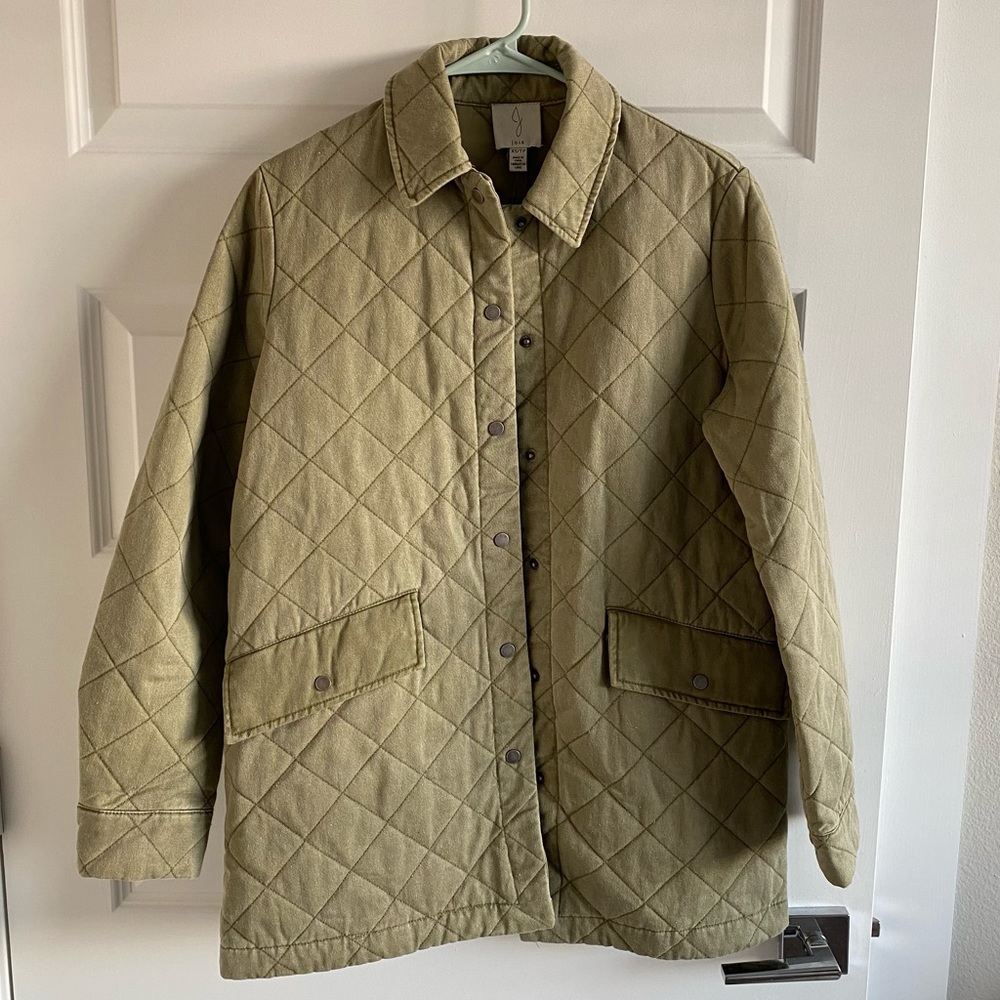 JOIE Quilted Jacket Coat Green Size XS beautiful !!